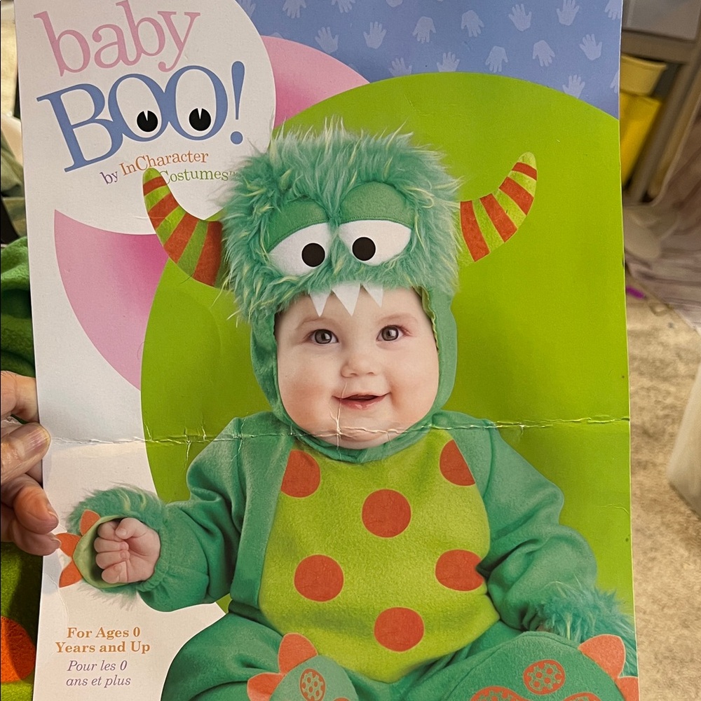 Green and Orange Polka Dot Monster Costume by Baby Boo. Ages 0 and up. 18-24 max